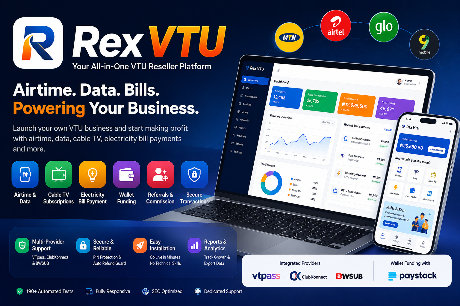 Rex VTU - Airtime, Data, Cable TV & Bills